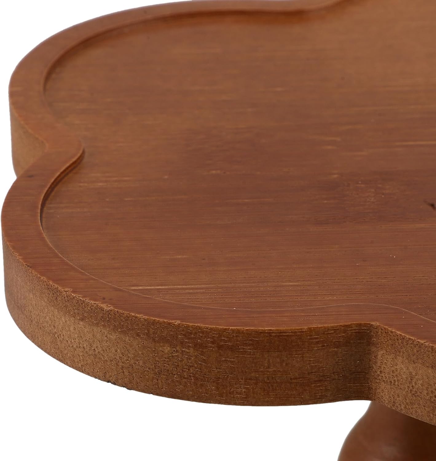 Wood Flower-Shaped Aromatherapy Candle Tray 19x13cm, Footed Decorative Wooden Jewelry and Fruit Bowl for Home Vanity and Desk Display