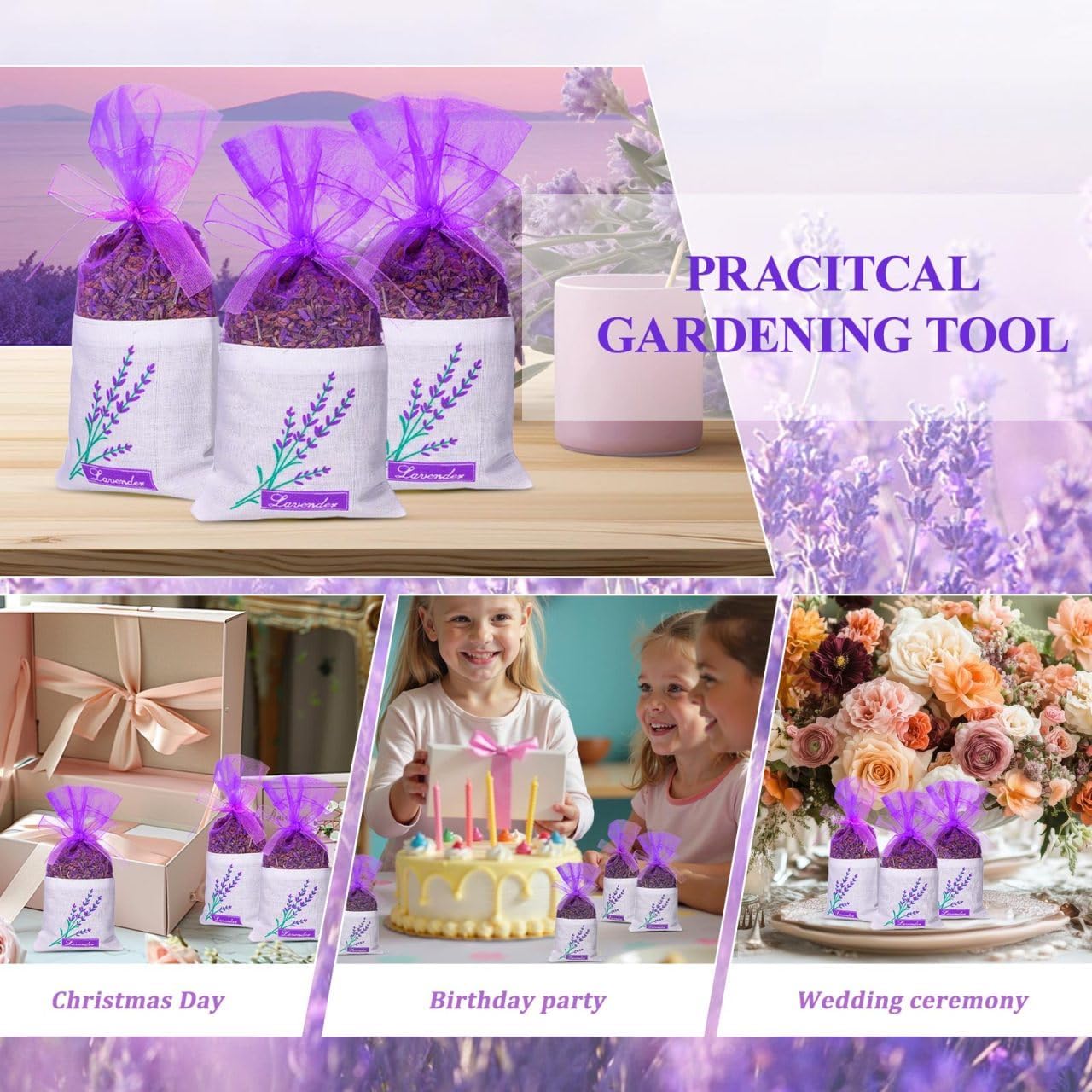 25 Pack Lavender Sachet Bags Empty - Lavender Sachets for Drawers and Closets Odor Eliminator - Purple Potpourri Bags Home Fragrance Empty Cotton Organza Pouches for Rose Orange Cinnamon