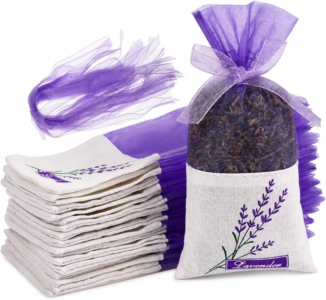 Garneck 30pcs Sachet Bags: Empty Lavender Sachet Bags with Drawstring Cotton Linen Pouch for Spices Lavender Buds Jewelry Wedding Party Decor DIY Craft