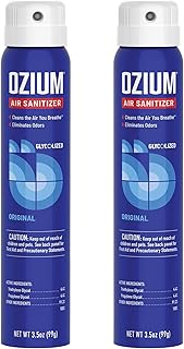 Ozium 3.5 Oz. Air Sanitizer & Odor Eliminator for Homes, Cars, Offices and More, Original Scent,(Pack of 2), clear