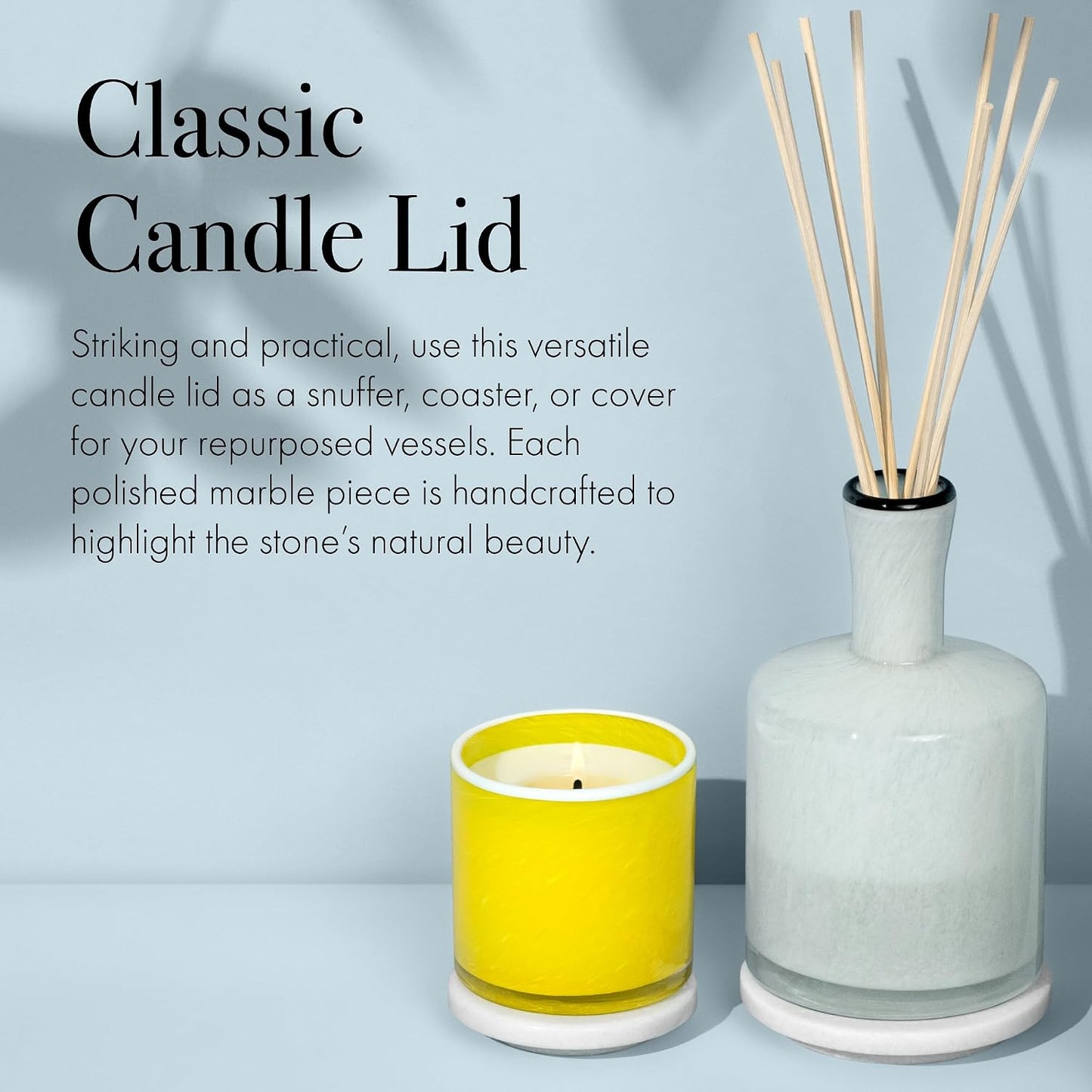 LAFCO New York Classic Candle Lid - White Polished Marble