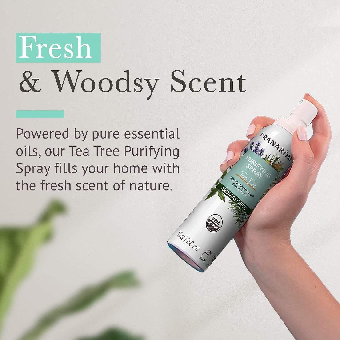Pranarom - Aromaforce Purifying Spray, Aromatic Room Deodorizers for Home, Essential Oils Infused for Toxin Purification, All-Natural, Tea Tree, 150mL