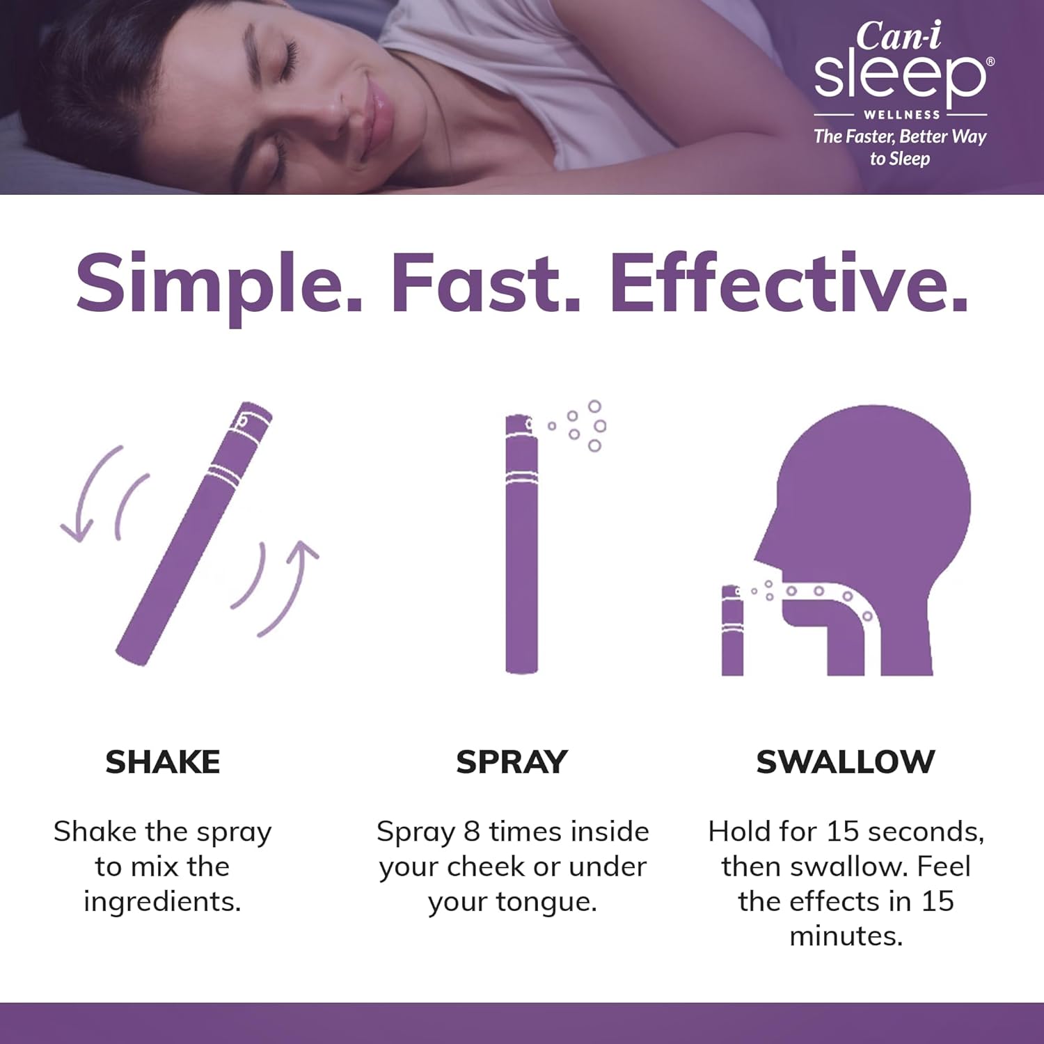 Can-i Sleep Spray for Adults – Fast-Acting Melatonin Spray with GABA & 5-HTP – Sleep Supplement to Fall Asleep Faster & Stay Asleep Longer – No Grogginess, Lack of Sleep Aid – 30 Servings 240 Sprays