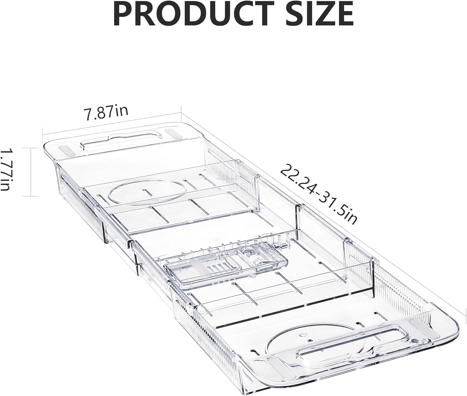 Adjustable Bathtub Tray (22-31 Inch) - Clear Acrylic Bath Caddy with Non-Slip Pads, Expandable Spa Organizer for Drinks, Books & Phone, Ideal Gift for Housewarming or Anniversary