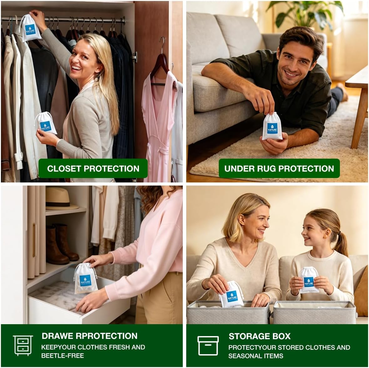 15 Pack Carpet Beetle Repellent Pouches, Natural Cedarwood Sachets for Fabric & Furniture, Pro-Active Deterrent for Carpet Beetle Larvae & Eggs, Long-Lasting Indoor Protection for Closets & Sofas