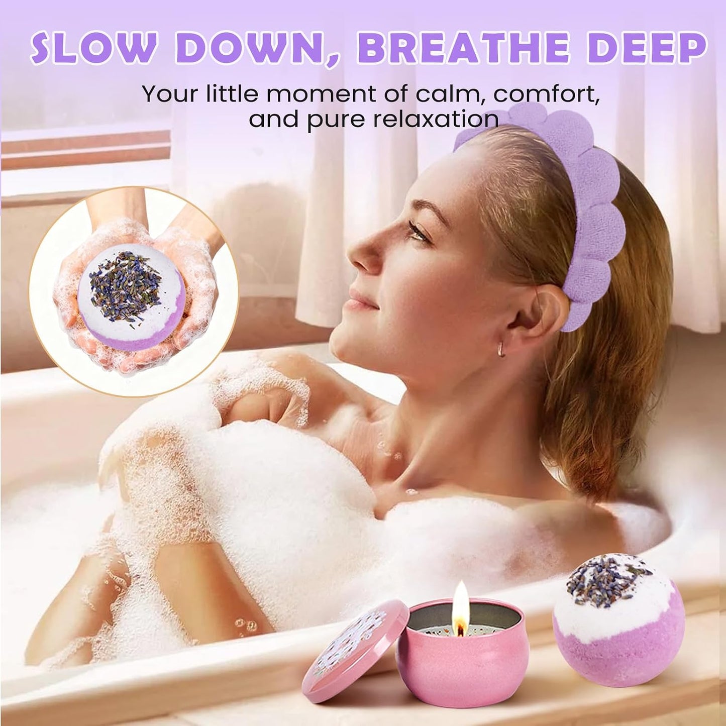 Cozy Self Care Gift Set for Her, with 12oz Insulated Mug, Spa Headband for Washing Face Set, Socks & Candle, Thoughtful Birthday Gift for Women andTeenge Girls