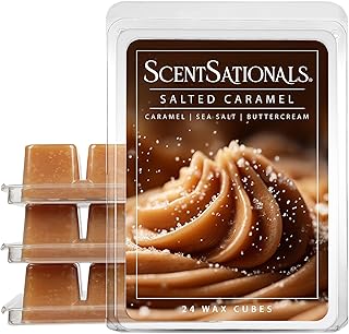 ScentSationals Salted Caramel Scented Wax Melts - Caramel, Sea Salt, & Buttercream, 10oz (24 Cubes)