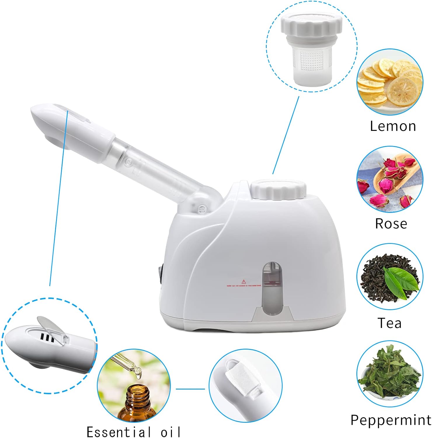 Facial Steamer Nanometer Fine Mist for Deep Cleaning with Towel, 360 Rotating Arm, Home Spa Device for Personal Care