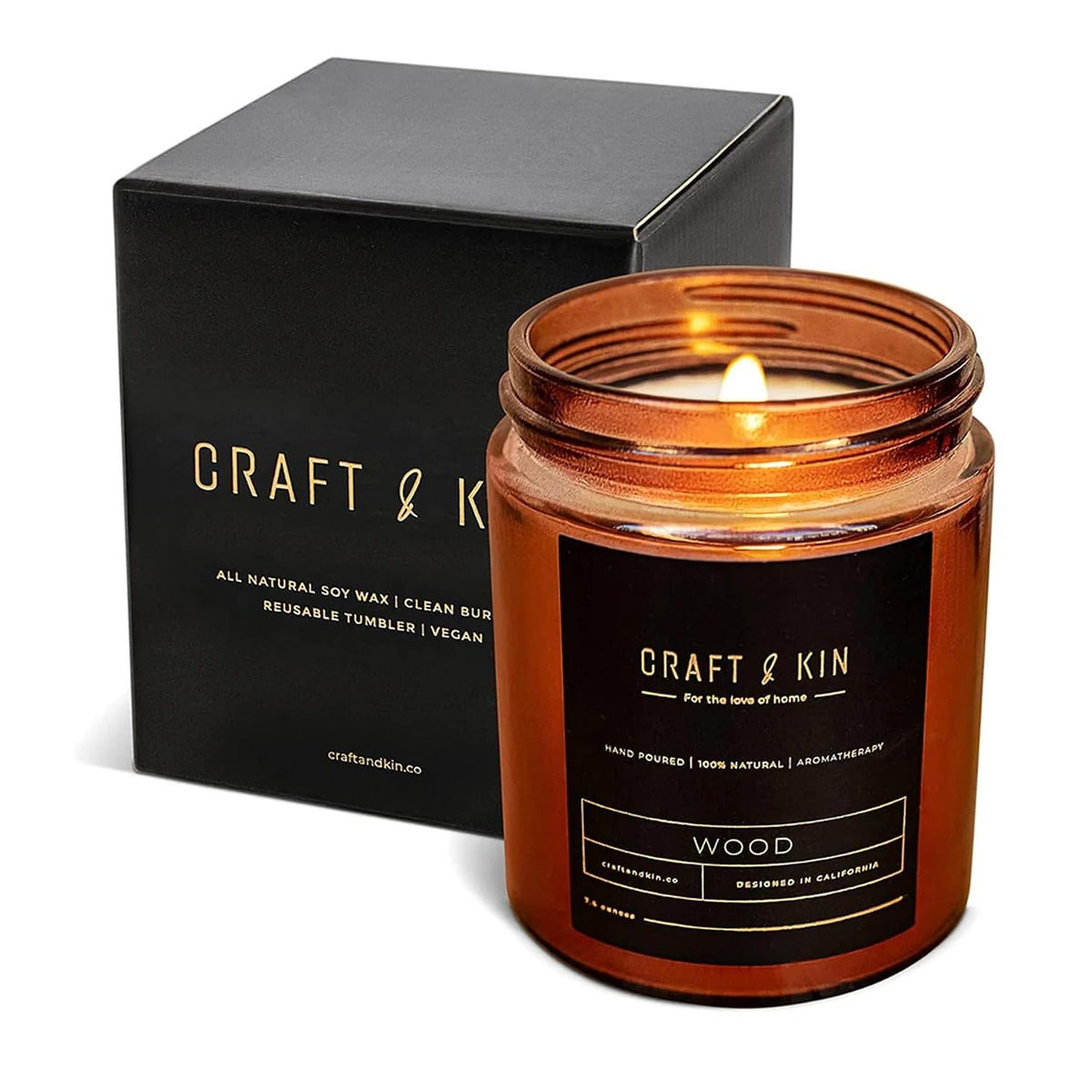 Craft & Kin Premium Wood Scented Candle
