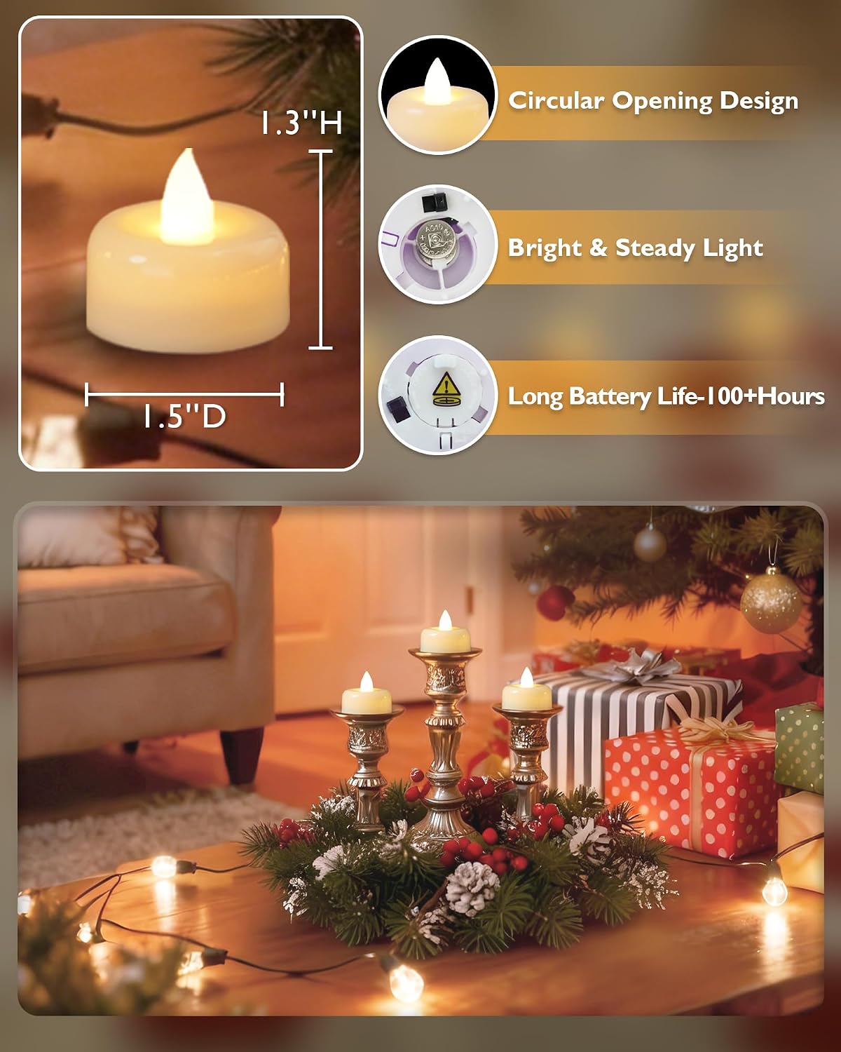 Raycare 150Pack Battery Operated Tea Lights Candles, Long Lasting Fake Candles, Flameless LED Tea Lights, Electric Candle for Wedding, Centerpieces, Home Decor, Halloween, Christmas