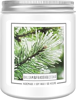 Homsolver Balsam Fir Pine Candle, Christmas Scented Candles, Holiday Natural Soy Candles with 50+ Hour Burn Time, Fir Cedar Tree Scent Gifts for Women Men, Wedding Favors for Guests, Souvenir Gifts