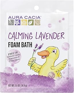 Aura Cacia Calming Lavender Kids Foam Bath, Gentle Relaxing Bubbles with Pure Essential Oils, Bedtime Soothing Formula | 2.5 Ounce (Pack of 1)