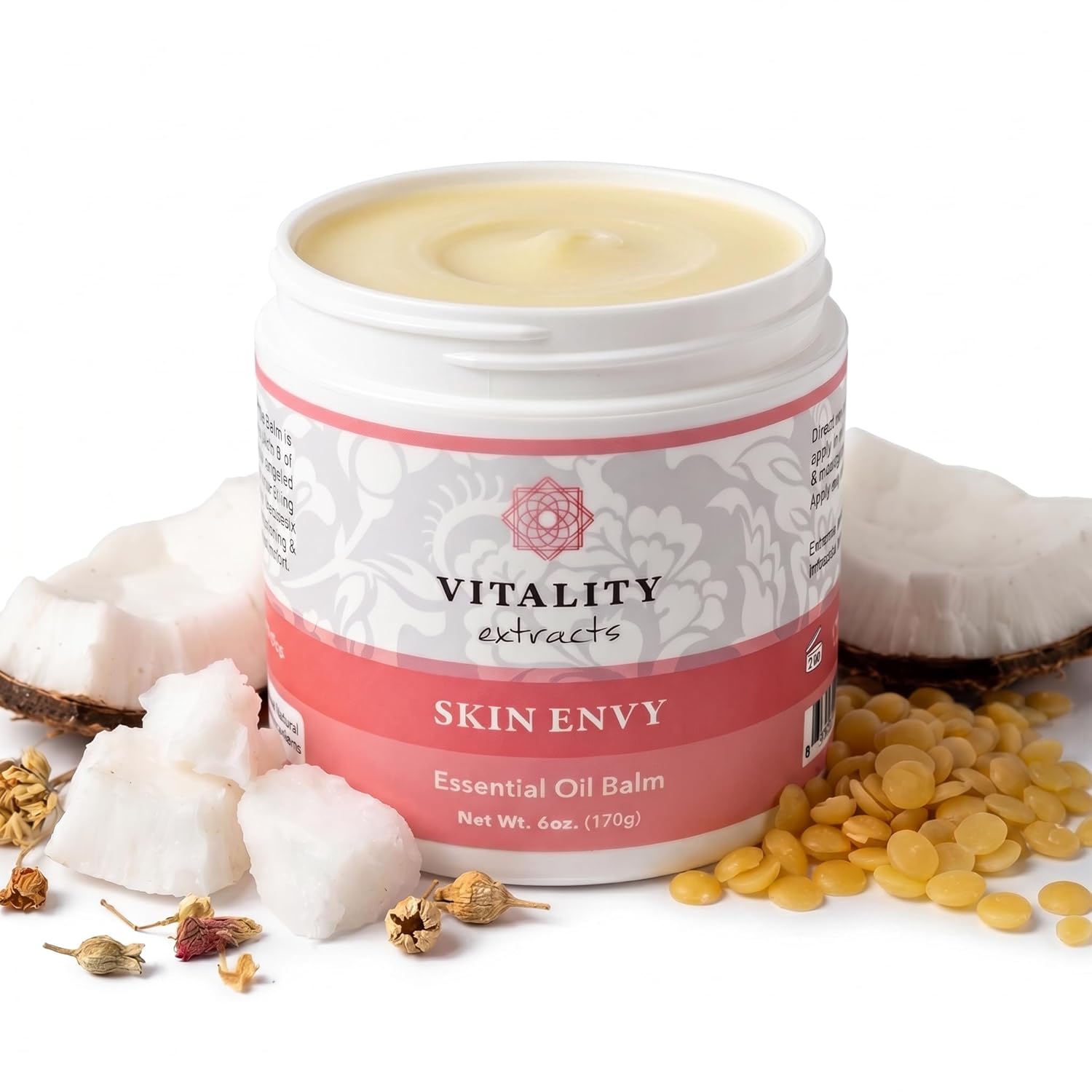 Vitality Extracts Skin Envy Essential Oil Balm - 6oz, Moisturizer, Beeswax, Vitamin A, Skin Care, All Natural, Coconut Oil