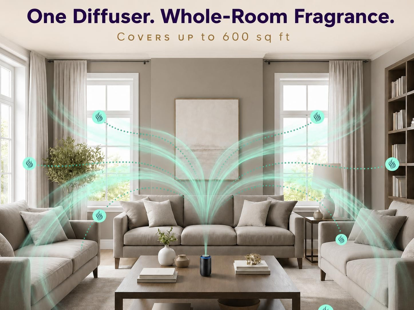 Waterless Essential Oil Diffuser - Cordless Rechargeable Aromatherapy Scent Machine for Home Bedroom Car Office Travel - 3 Mist Levels, 4 Timer Modes, 24-Hour Battery