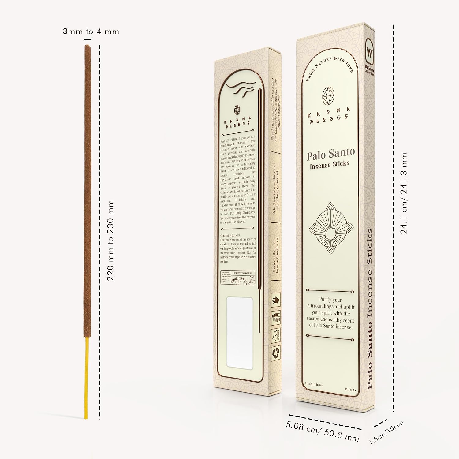 KarmaPledge Palo Santo Incense Sticks, Burn Time 45-60 Min, 40 Sticks