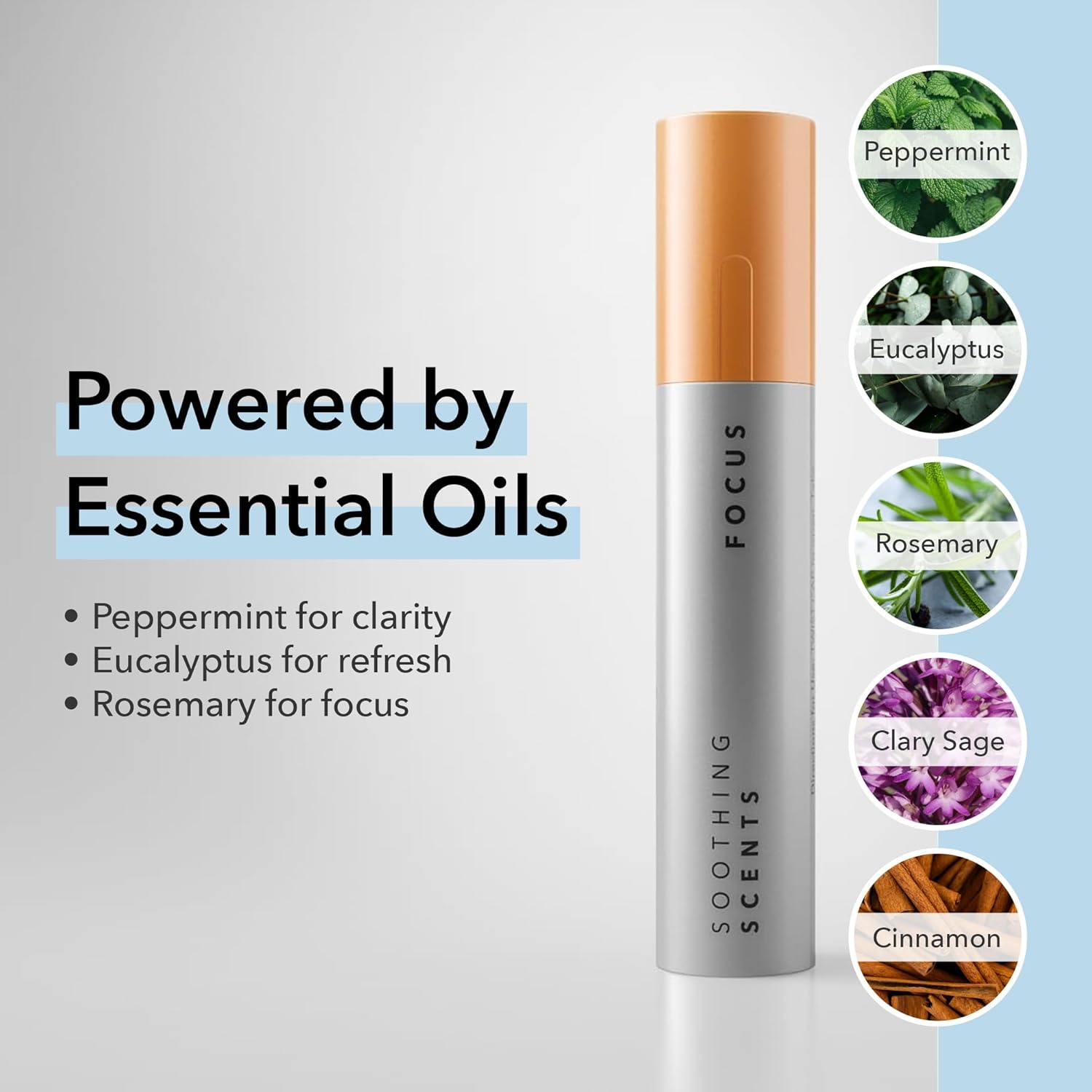 Focus Aromatic Inhaler for Energy & Concentration – Drug-Free Essential Oil Nasal Stick, Natural Vapor Inhalation for Study, Work, & Mental Clarity, 2.25 Milliliters