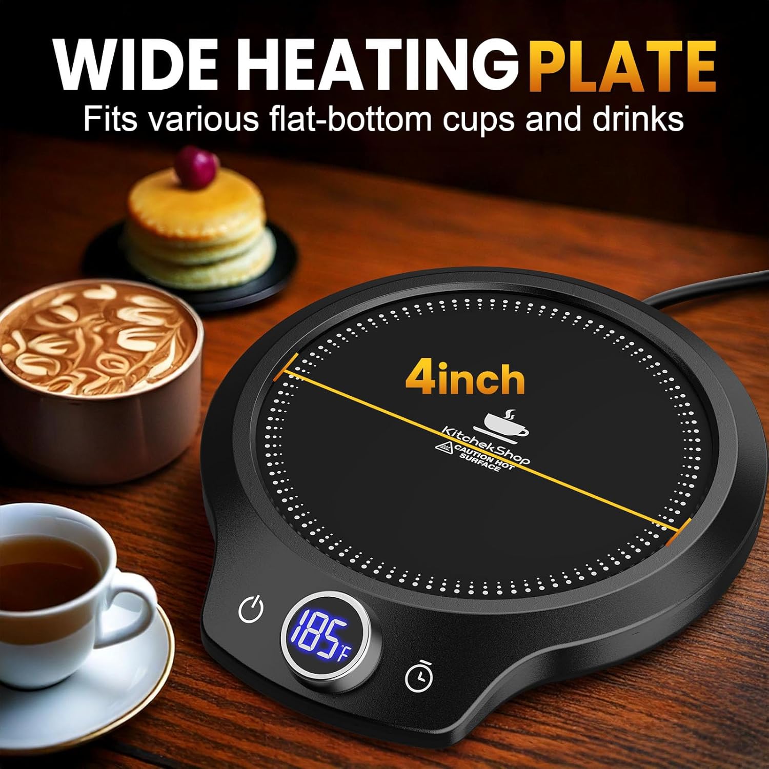 Fast Heating Mug warmer - 4 Temp Settings & 1-12H Timer, Coffee Cup Warmer Plate for Desk Auto Shut Off, LED Display Smart Candle Wax Warmer - Ideal Electric Beverage Warmer Gift for Coffee, Tea, Milk