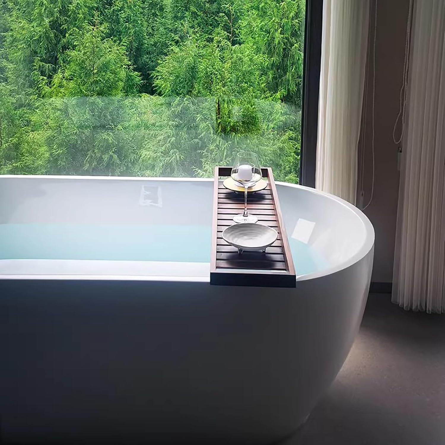 Walnut Bathtub Tray Caddy - Large Slatted Bath Board for Spa, Versatile Bath Accessories, Ideal for Women, 80x4.5cm (3x6inch) - Perfect for Relaxation Walnut 86x22cm(34x9inch)