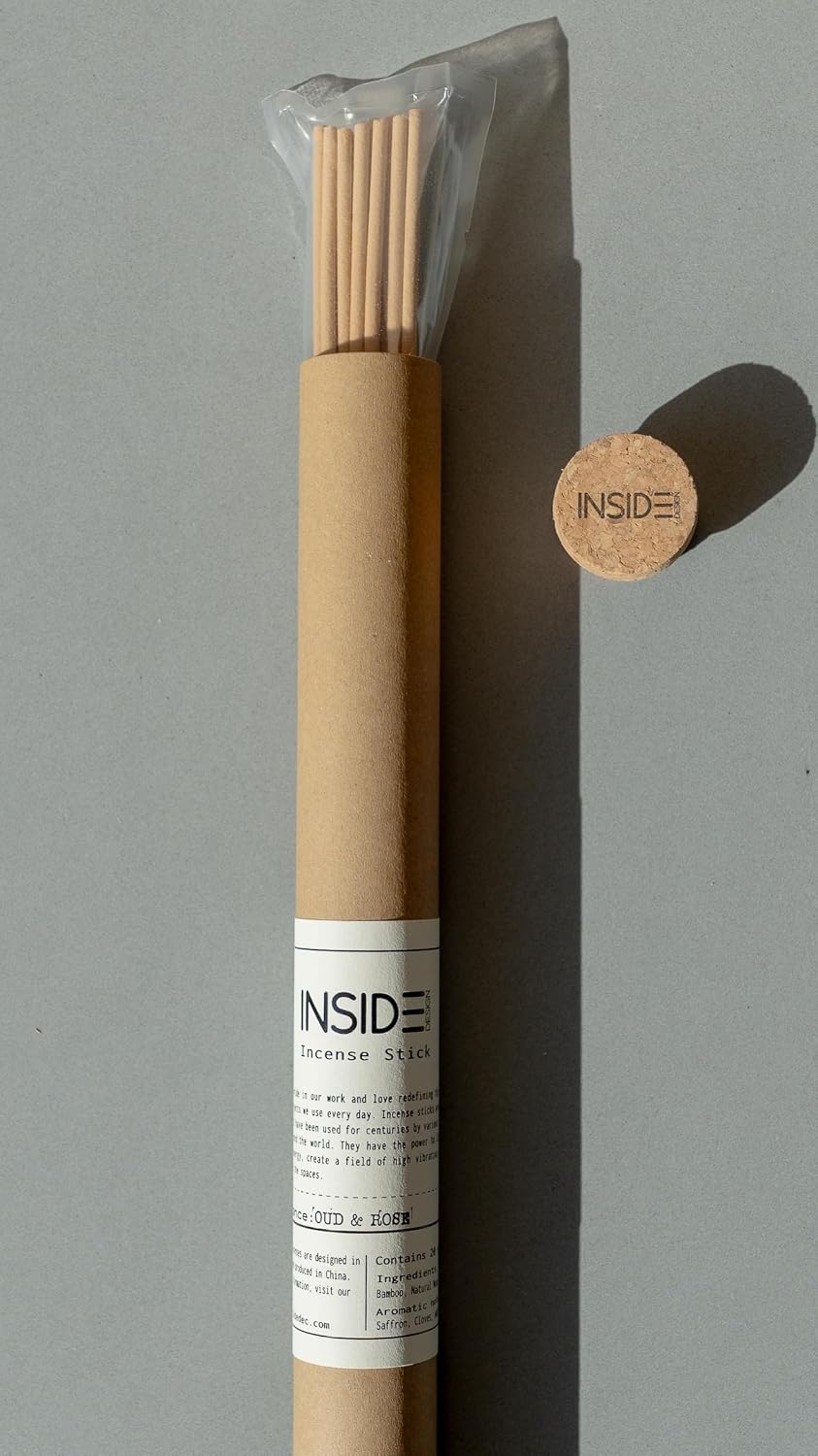 Oud & Rose Incense Sticks – Rich Oud & Soft Rose Scent – 11 Inch Bamboo Core – Clean Burning, Low Smoke – Lab Tested Quality – Long Lasting – 20 Sticks