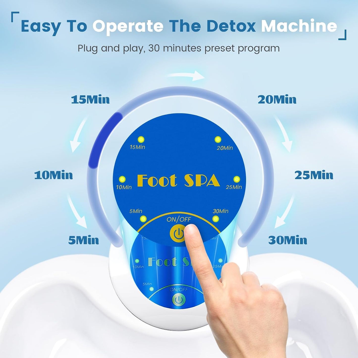 LeCuag Ionic Foot Bath Detox Machine, Portable Foot Detox Machine for Home, Salon-Level Ionic Foot Spa Machine with Basin, 100 Basin Liners, 2 Arrays