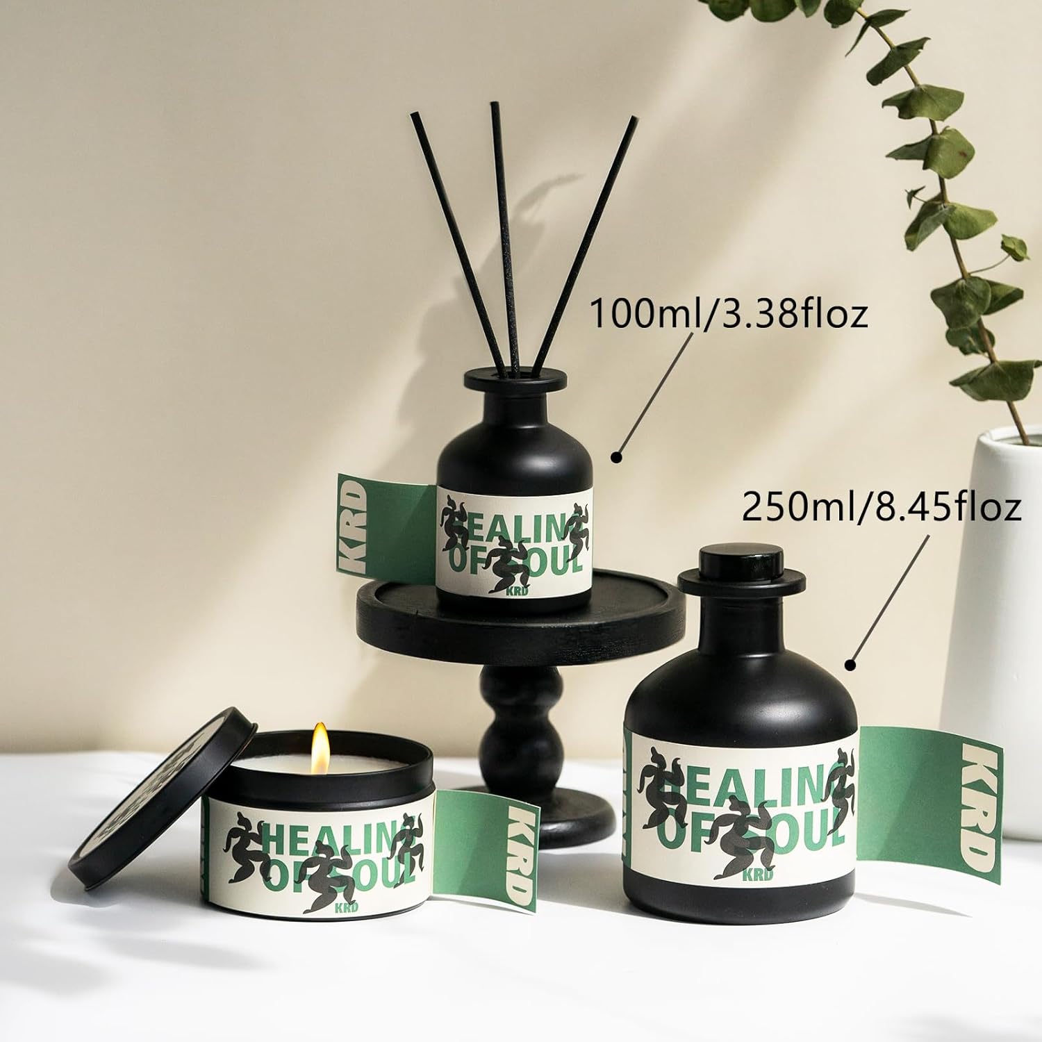 KRD Sweet Reed Diffuser Set, 3.38 fl oz Strong Scented Oil Diffuser for Bedroom, Odor Eliminator with Reeds Romantic Gift