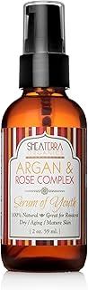 Shea Terra Organics Argan & Rose Complex Serum of Youth | Anti-Wrinkle Facial Treatment, Anti-Aging Drops, All Natural Home Spa Products and Beauty Salon Supplies – 2 oz