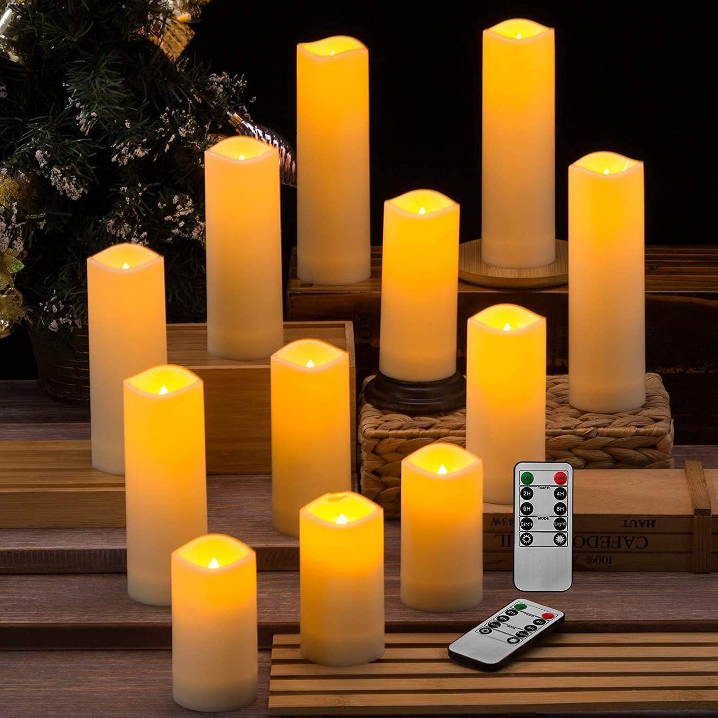 Flameless Candles with Remote Control Waterproof Outdoors & Indoors, Battery Candles with Remote Timer, Decorative Remote Led Candles. (D 2.2''X H 4'' 5'' 6'' 7'') -12-Pack.
