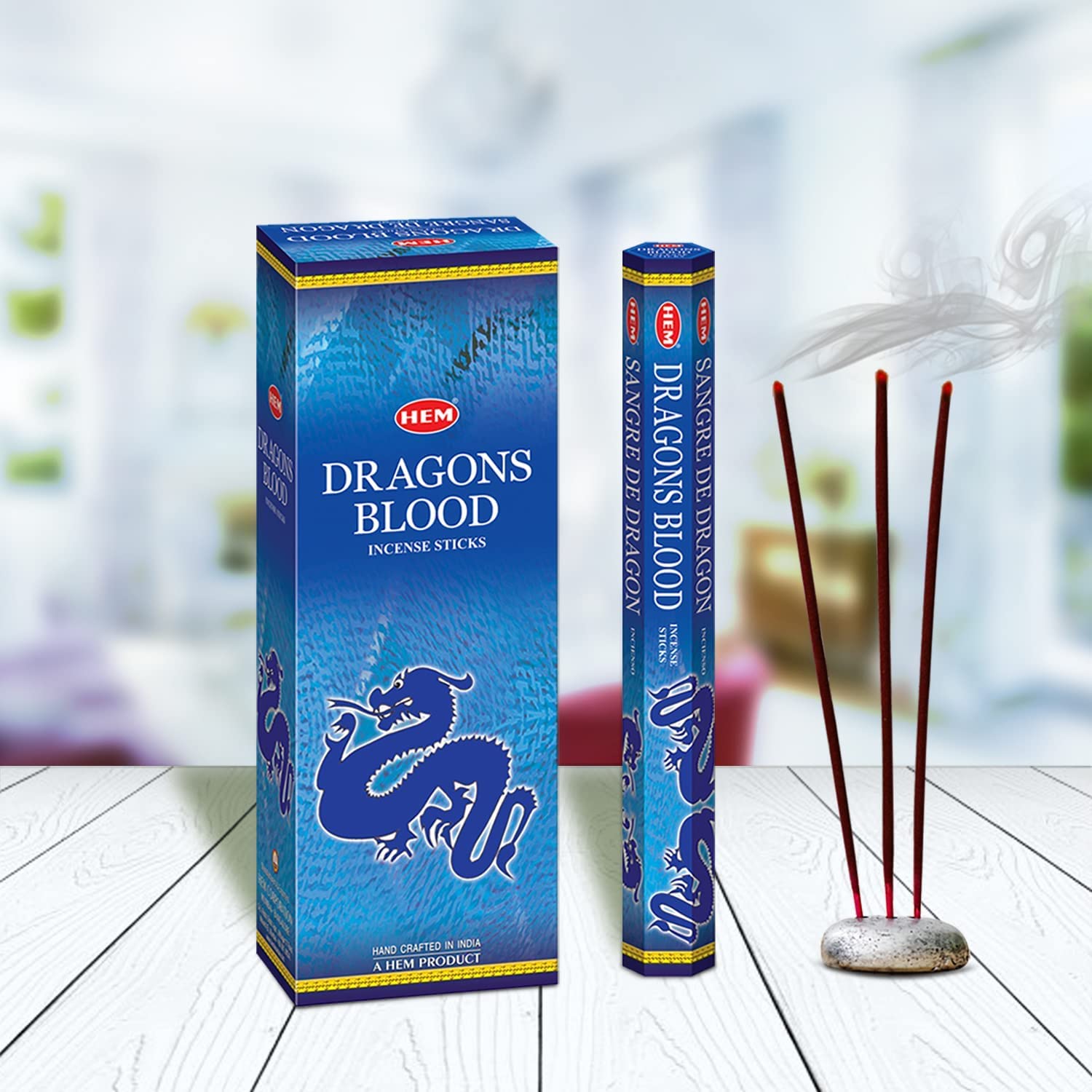 HEM Dragons Blood Blue Incense Sticks | Natural, Pure House & Flower Powder | Aromatherapy Incense For Air Purifier, Cleanness The Aura & Relieving Stress | Gift Set, 120 Count (Pack of 1)