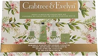 Crabtree & Evelyn Sweet Almond Oil Collection Set (Bath & Shower Gel 8.4 fl oz, Hand Therapy 3.5 oz, Body Lotion 8.4 fl oz, Bar Soap 3.5 oz)