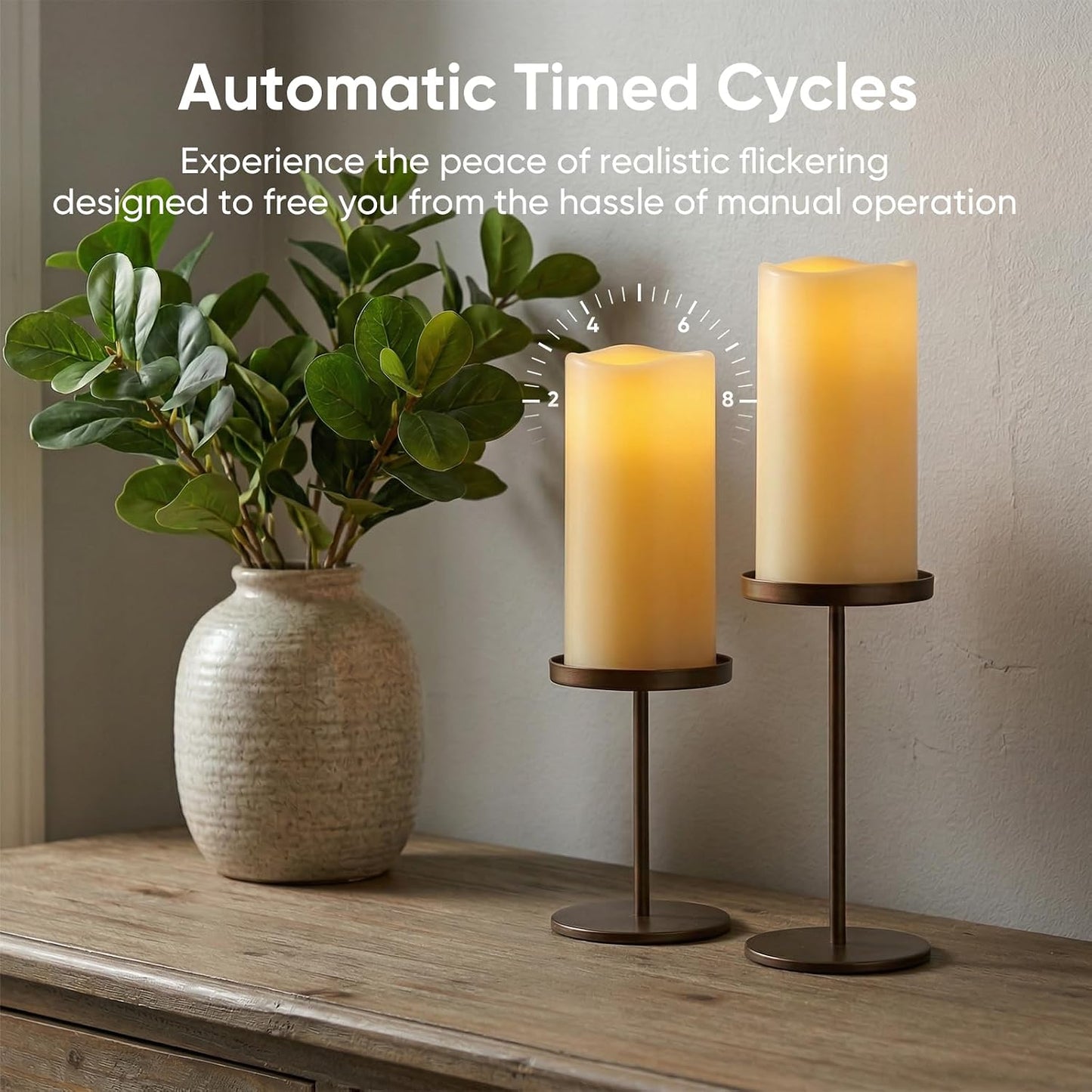 5plots 3" X 5" Outdoor Waterproof Candles, Battery Operated Led Ivory White Flameless Candles with 10-Key Remote & Timer for Indoor Home Lantern Holiday Decor, Set of 2