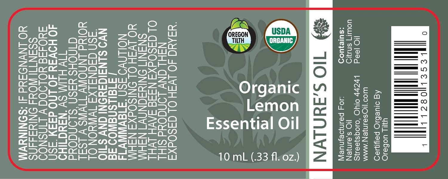 Best Lemon Essential Oil Pure Certified Organic Therapeutic Grade 10ml