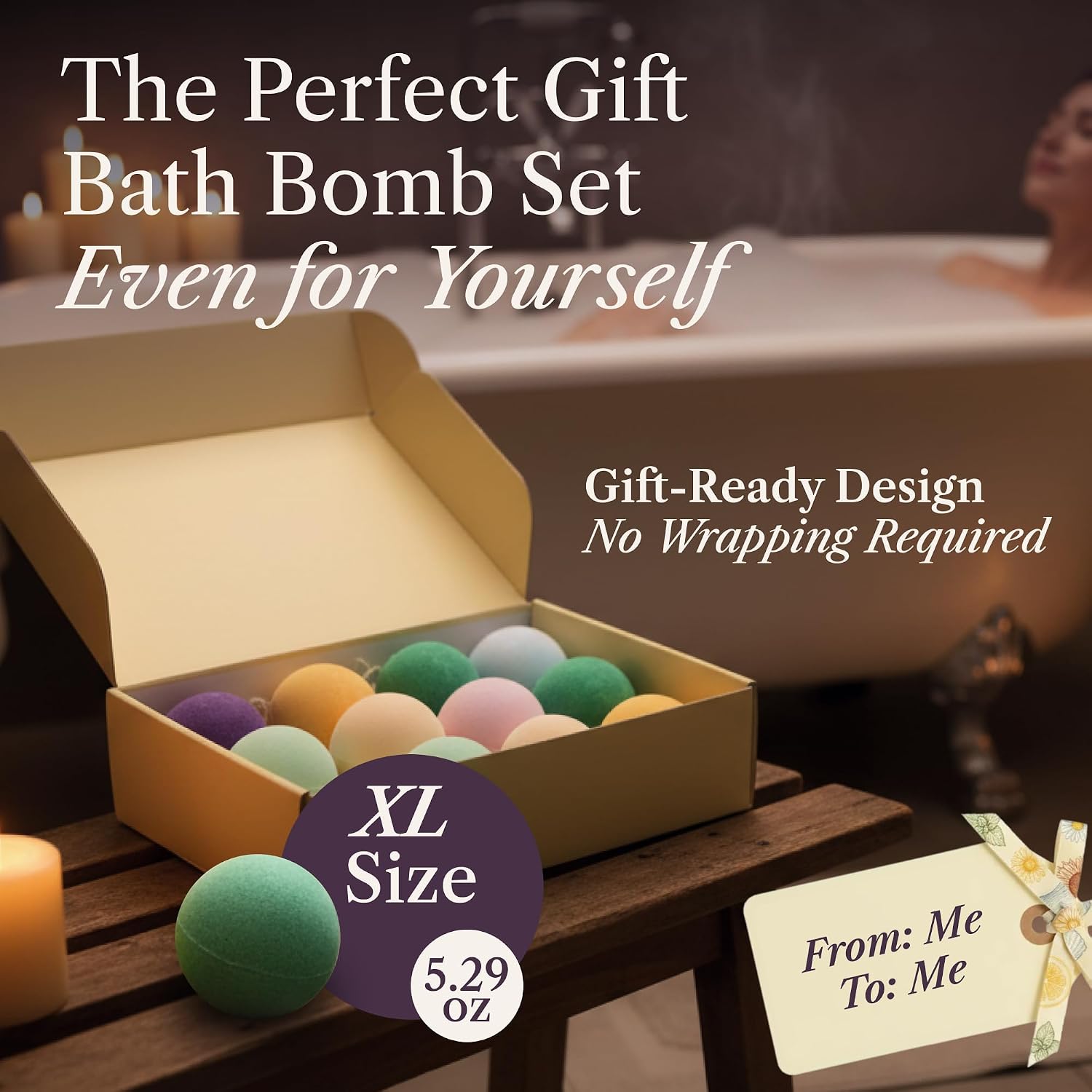 Bath Bombs Set Pack of 12 Pcs Gift Set for Women - Large 150g Oversized Bath Bombs for a Soft Skin Feel, Spa Gift Set for Birthday, Gift Box Idea for Her