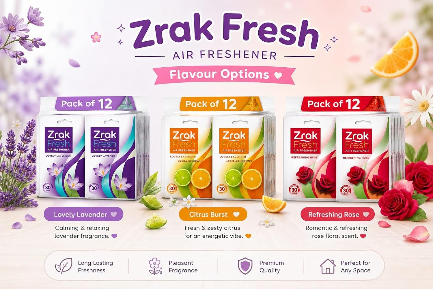 Air Freshener| Hanging Scented Sachets| for Home|Car|Shoe Area Odour Removal| Gym Bags|Drawer|Wardrobe Closet| pet Area Odour Oranges n Lemons Closet Scented Fresh Value Pack of 12 (Each10g