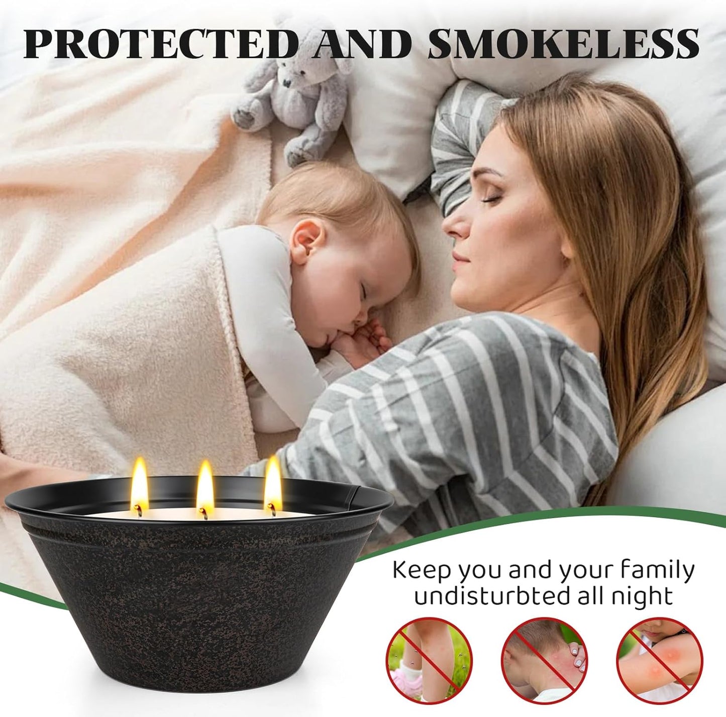 Citronella Candles Outdoor Large 23oz 3-Wick Natural Citronella Lemongrass Soy Wax Bucket Candle Up to 100 Hours Outdoor Candles for Patio,Yard,Fishing,Home Decor,Backyard in Summer