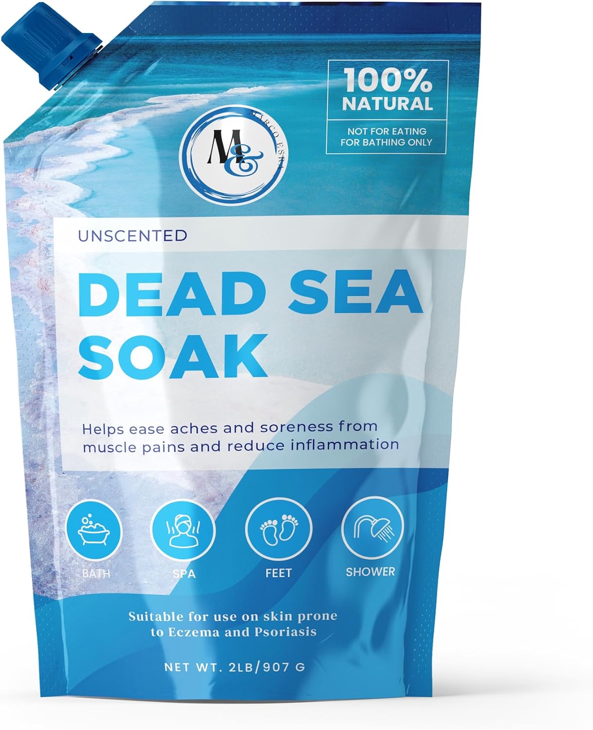 Dead Sea Bath Salt (Unscented), 2 Pound (Pack of 1), White