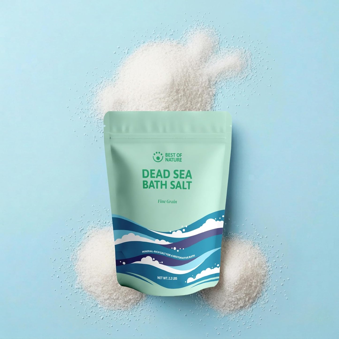 Best of Nature Dead Sea Salt 2.2 lb Fine Grain Bath Soak Salt, Mineral-Rich Crystals, Resealable Bag, Made in the USA