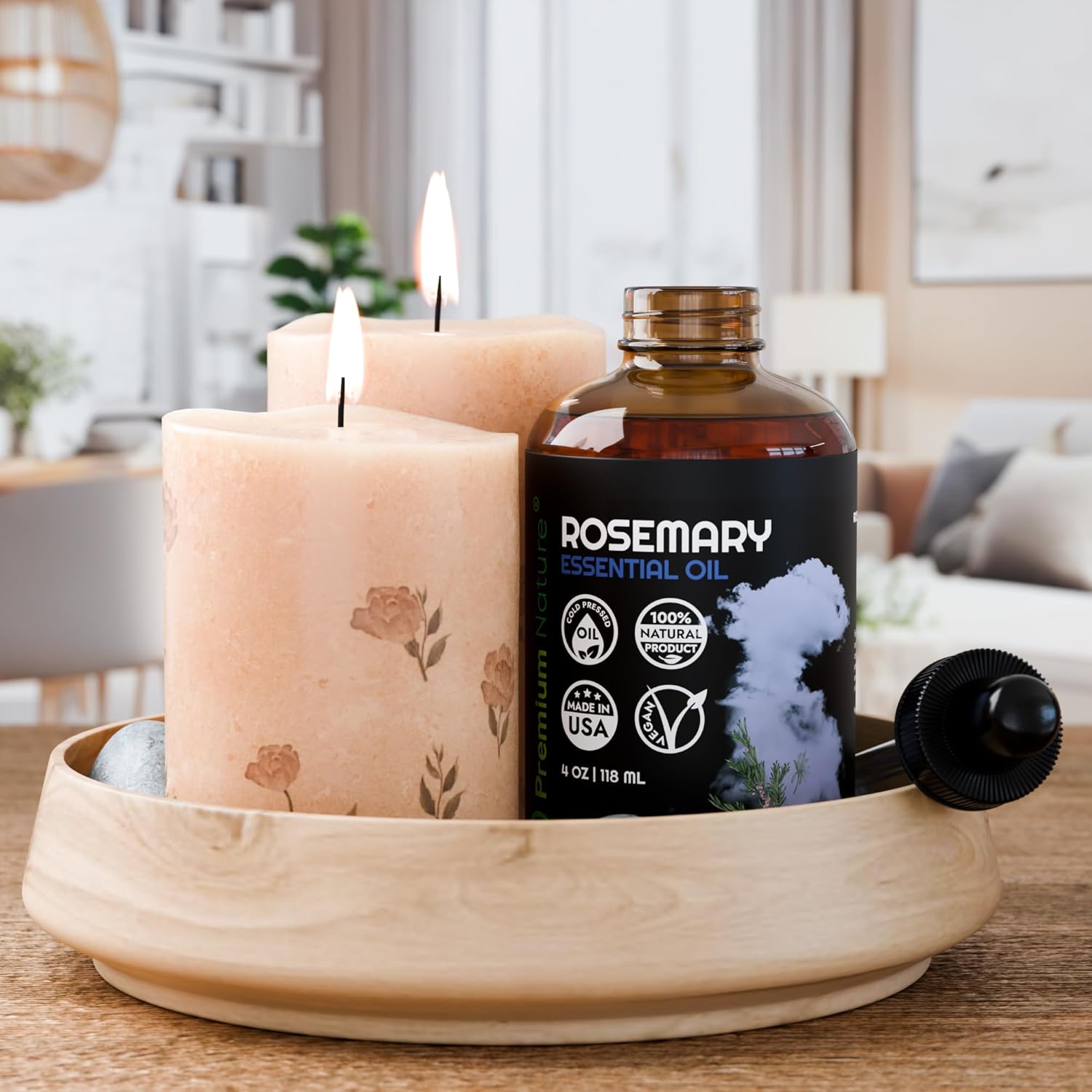 Rosemary Essential Oil for Diffuser Aromatherapy for Skin for Hair Growth Diffuser Oil for Body Oils Aceite de Romero 4oz