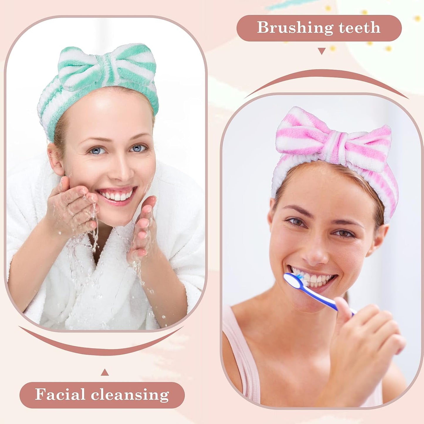9 Pcs Spa Headband for Washing Face, Skincare Headband, Microfiber Makeup Headbands for Women Girls, Face Wash Skin Care Headbands, Facial Make Up Hair Head band, Bow Shower Hair Band for Teens Gift