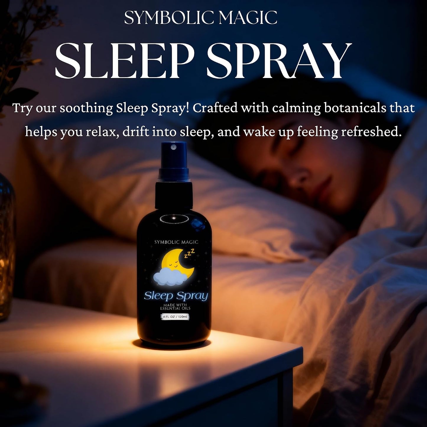Symbolic Magic Sleep Spray – Calming Lavender and Essential Oils, Pillow Mist for Deep Sleeping, Aromatherapy, Calming Bedtime, Chamomile & Linen Spray for Relaxation and Peaceful Rest, 4oz