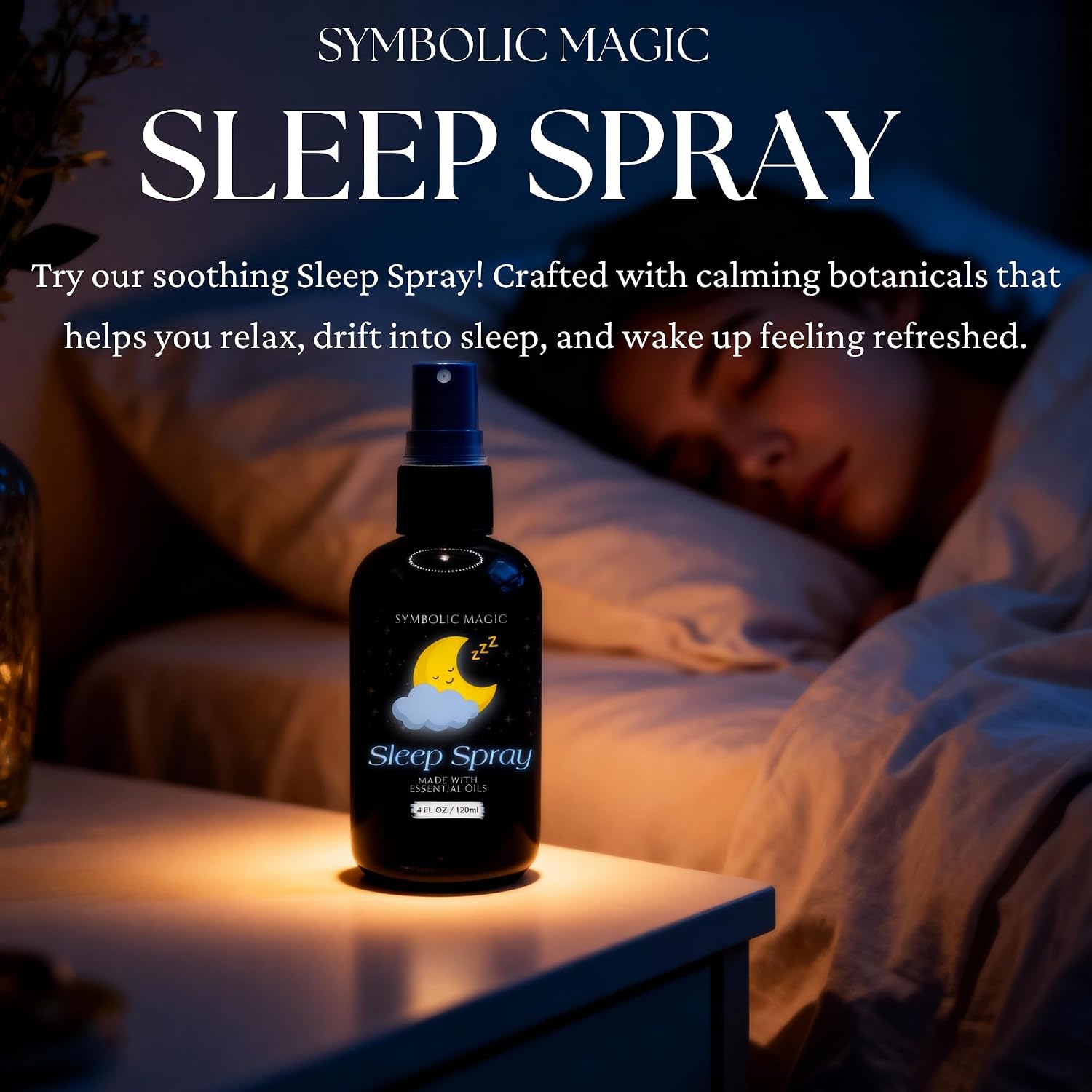 Symbolic Magic Sleep Spray – Calming Lavender and Essential Oils, Pillow Mist for Deep Sleeping, Aromatherapy, Calming Bedtime, Chamomile & Linen Spray for Relaxation and Peaceful Rest, 4oz