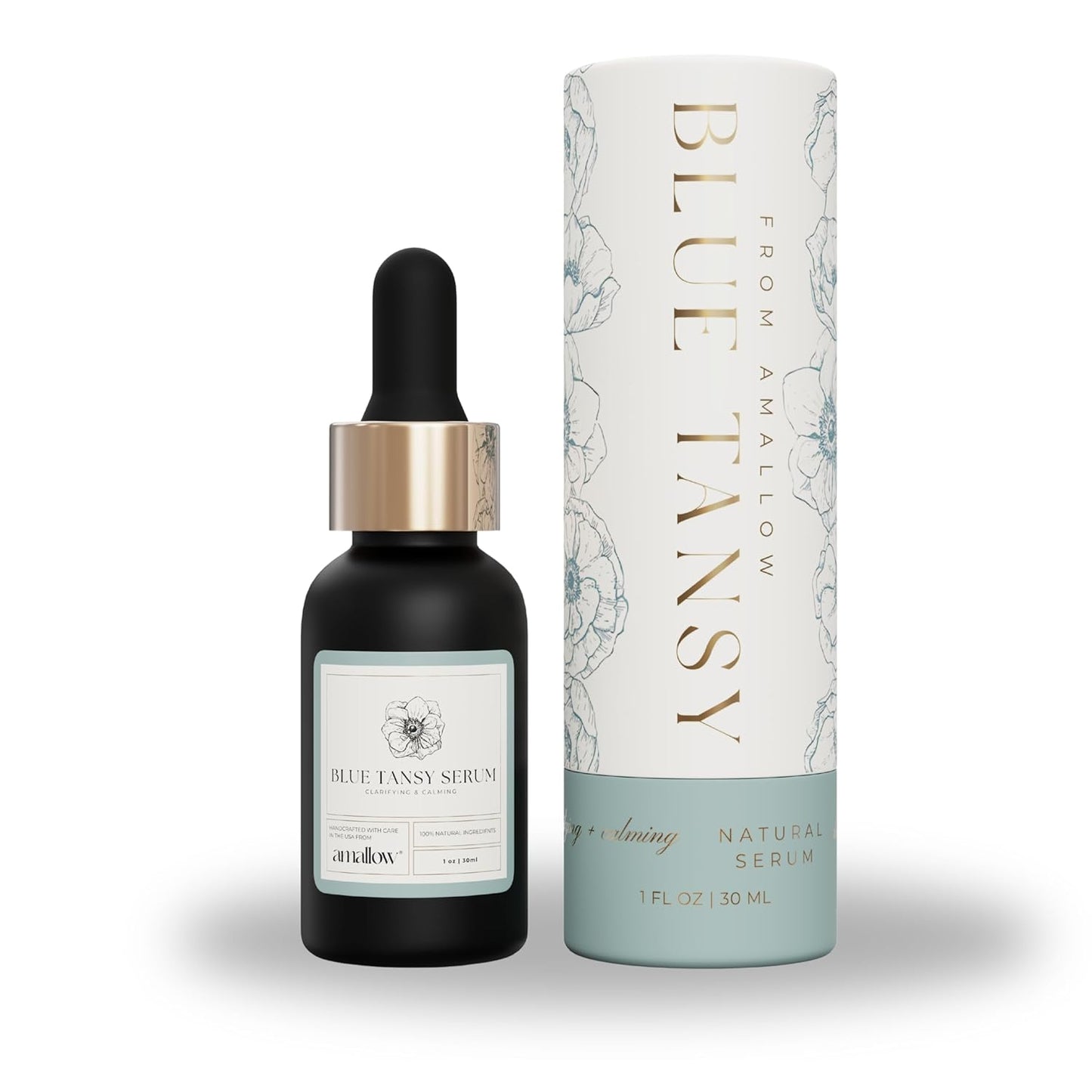 Amallow – Blue Tansy Face Serum – Anti-Aging Calming Botanical Facial Oil for Acne-Prone, Redness-Prone & Sensitive Skin – Rosehip & Jojoba – 1 oz