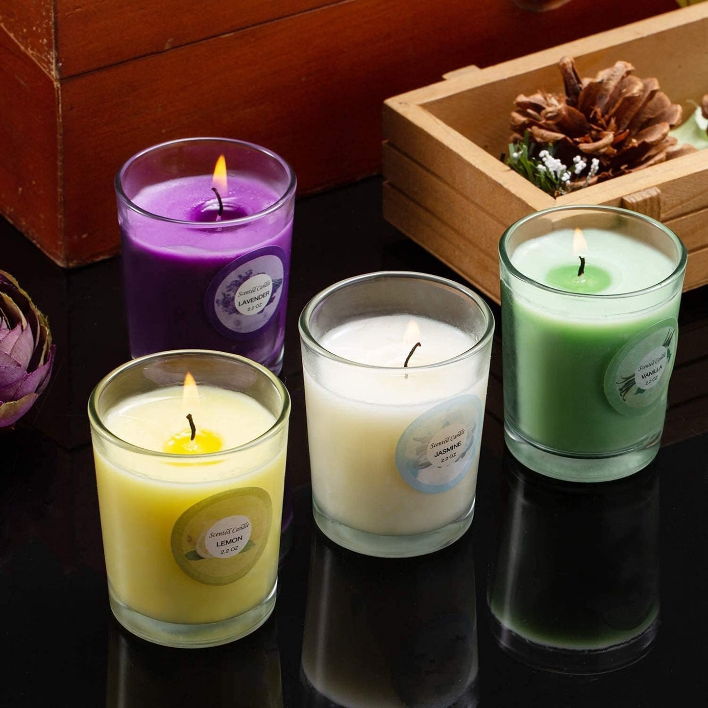 YOROXRG Scented Candles, Jasmine, Rose, Vanilla, Bergamot, fig, Lavender, Lemon, Spring,Strawberry, Rosemary, Aromatherapy Candles,Soy Wax Glass Jar Candle - 20 Pack