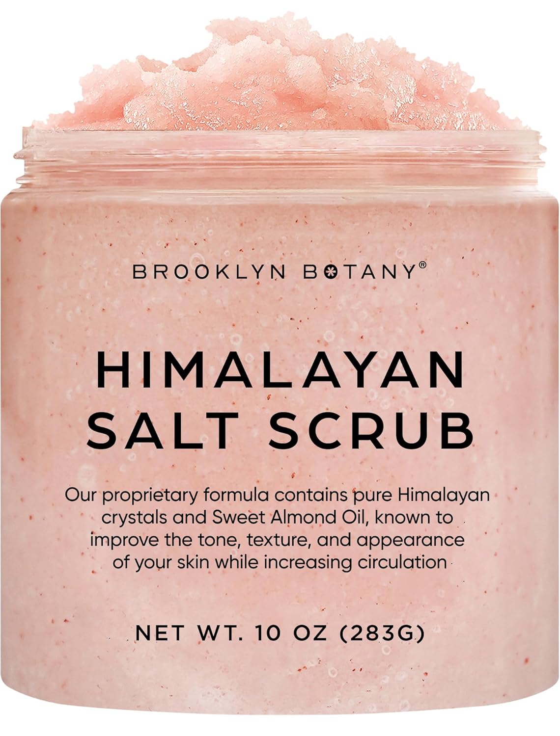Brooklyn Botany Himalayan Salt Body Scrub - Moisturizing and Exfoliating Body, Face, Hand, Foot Scrub - Fights Stretch Marks, Fine Lines, Wrinkles - Great Gifts for Women & Men - 10 oz