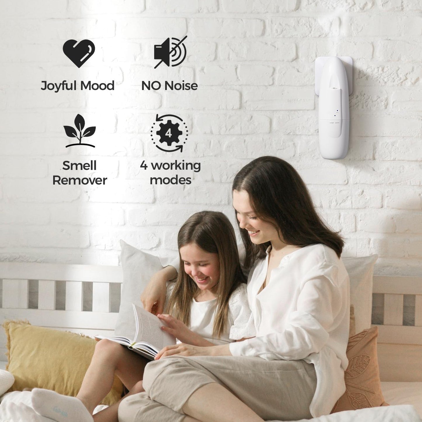 Plug in Smart Waterless Diffuser, Coverage up to 500 SqFt Waterless Essential Oil Diffuser -in Cold Air Aroma Diffuser, Home Scenting for Office & Bedroom, Easy Waterless Diffuser,White,100ml