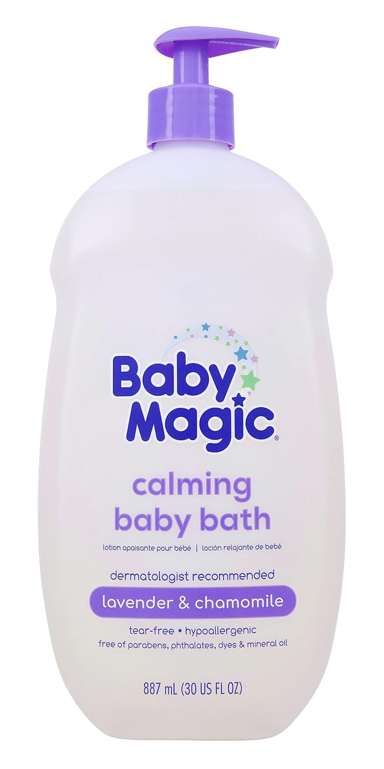 Baby Magic Calming Baby Bath, Lavender & Chamomile Scent, Specially Formulated for Baby's Delicate Skin, Made with Calendula, Tear Free, Hypoallergenic, Dermatologist Recommended, 30 Fl Oz