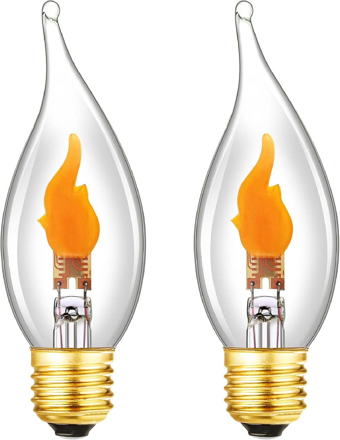 E26 Flickering Flame LED Bulbs, Flicker Candelabra Flame Effect Light Bulb for Halloween Christmas Party Decoration,1W,100LM,2Pack