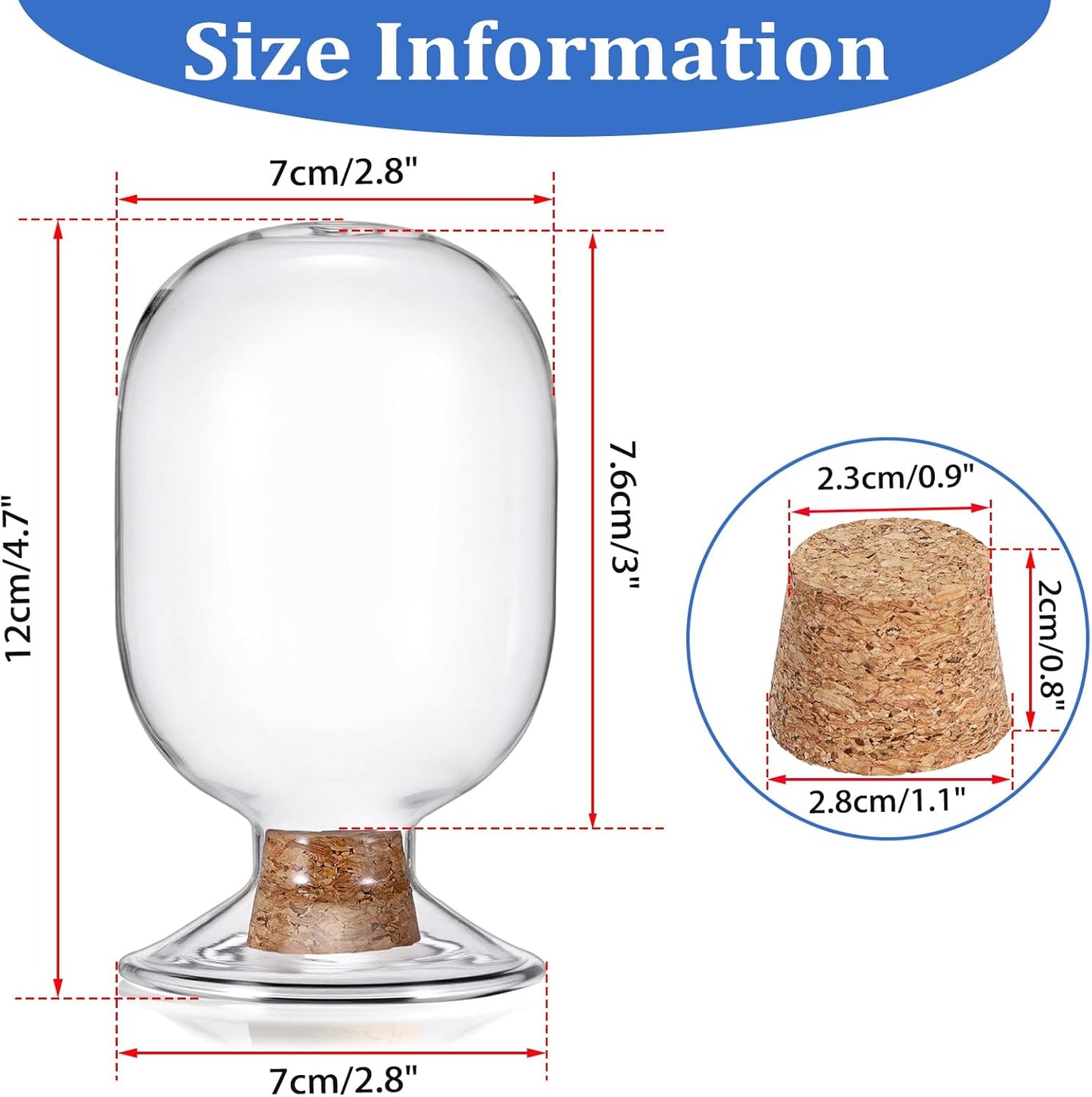 OwnMy 3 Inch Glass Match Cloche Decorative Glass Match Holder Jar with Cork Stopper, Clear Glass Matches Box Matchstick Holder Organizer for Home Bathroom Fireplace Candle Use (NOT Includes Matches)