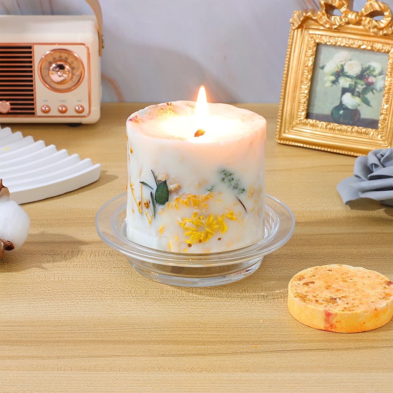 KESYOO 4.5 Inch Wax Warmer Dish: Transparent Glass Replacement Plate - Grass Hat Shape Candle Melt Liner for Bedroom - Aromatherapy Oil Heating
