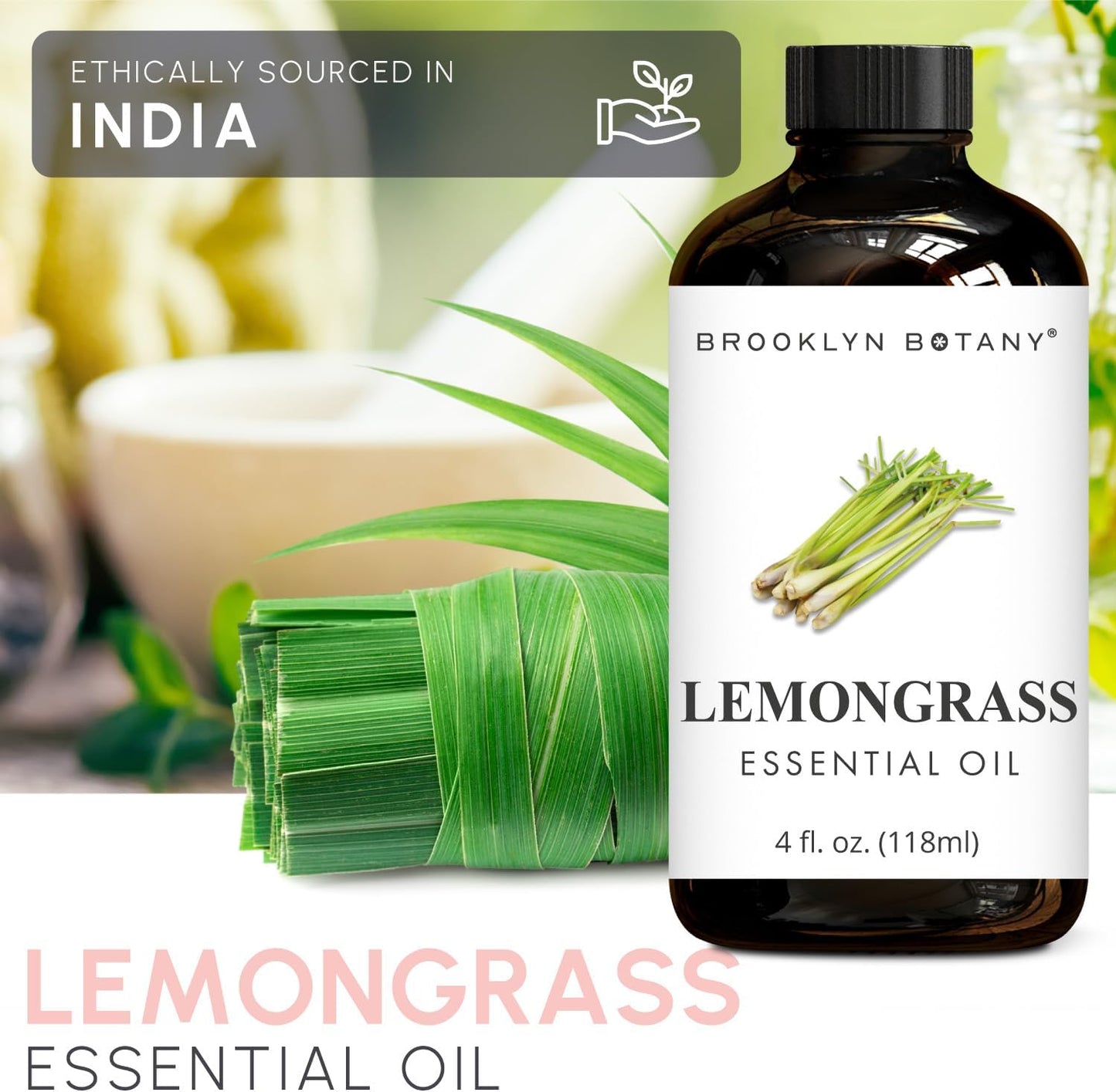 Brooklyn Botany Lavender & Lemongrass Essential Oils – 4 Fl Oz (Pack of 2) – 100% Pure & Natural – Floral & Herbal Aromatherapy Blend