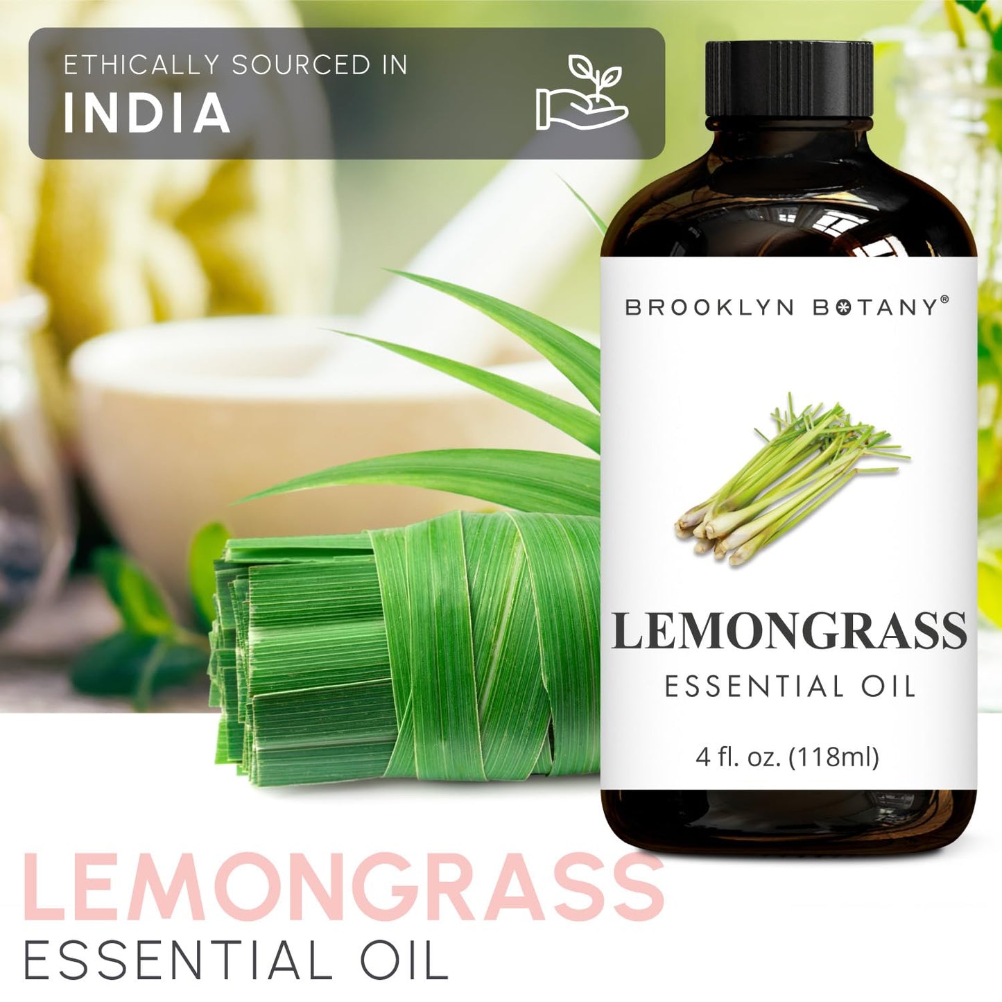 Brooklyn Botany Lemongrass & Grapefruit Essential Oils – 4 Fl Oz (Pack of 2) – 100% Pure & Natural – Bright & Fresh Aromatherapy Blend